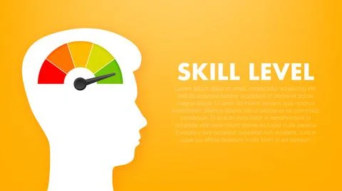 Skill levels growth, meter indicator. Skills enhancement. Vector stock Stock Illustration