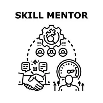 Skill mentor concept developing professional staff abilities Stock Illustration