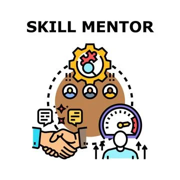 Skill mentor concept developing professional staff abilities Stock Illustration