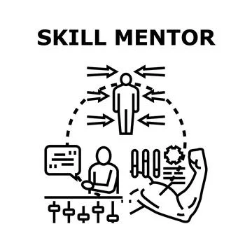 Skill mentor supporting development and sharing expertise Stock Illustration
