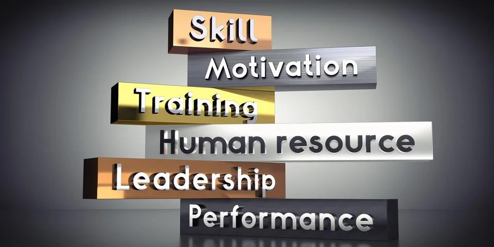 Skill, motivation, training, human resource, leadership, performance - 3D i.. Stock Illustration