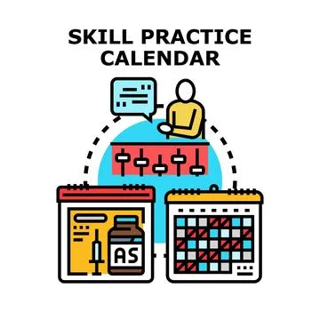 Skill practice calendar concept with coaching and performance planning Stock Illustration