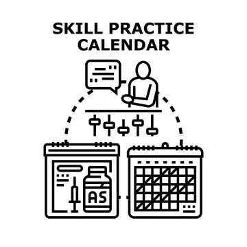 Skill practice calendar concept with coaching and performance planning 스톡 일러스트