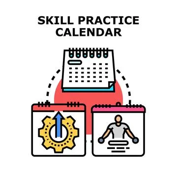 Skill practice calendar showing personal development schedule 스톡 일러스트