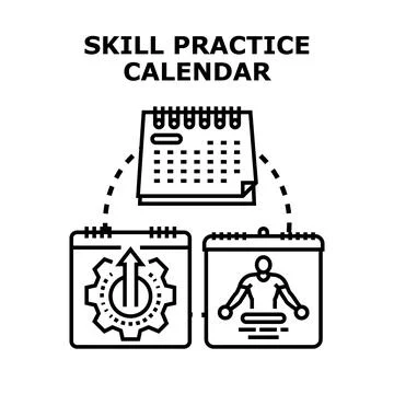Skill practice calendar showing personal development schedule Stock Illustration