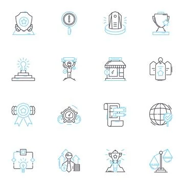 Skill progression linear icons set. Advancement, Growth, Development, Refinement 스톡 일러스트