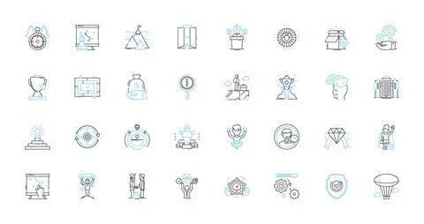 Skill progression linear icons set. Advancement, Growth, Development, Refinement Illustrazione stock