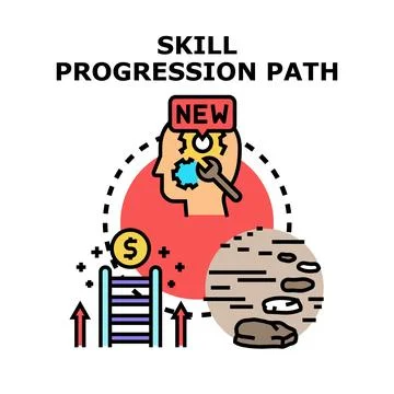 Skill progression path and professional career development Иллюстрация