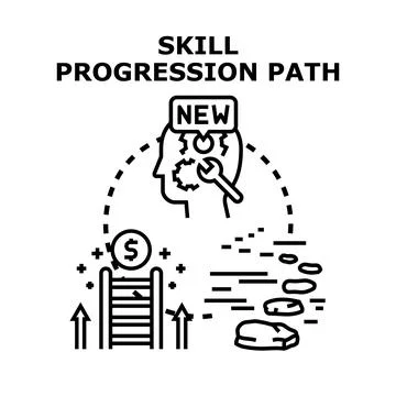 Skill progression path and professional career development Stock Illustration