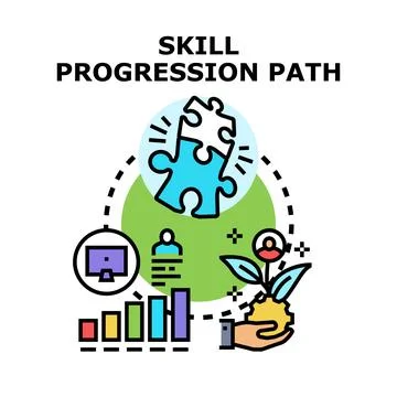 Skill progression path for personal development and growth Stock Illustration