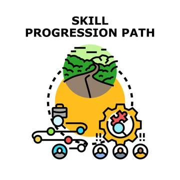 Skill progression path for professional career development Illustration