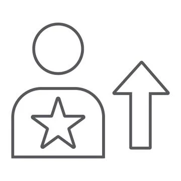 Skill thin line icon, employee and rating, person sign, vector graphics, a イラスト素材