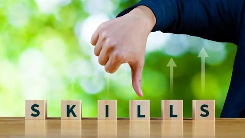 Skill training, Personal development and promoted employee, education, lear.. Stock Photos