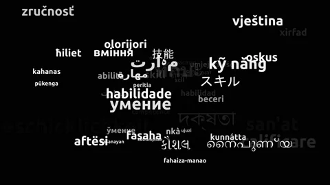 Skill Translated in 58 Worldwide Languages Endless Looping 3d Zooming Wordclo Video stock 145196463