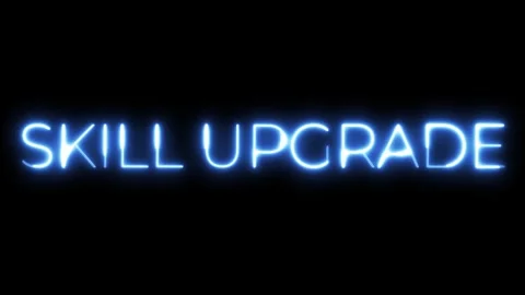 Skill Upgrade Neon Text Animation Stock Footage 318339134