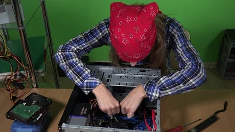 Skilled computer service worker man installing ram memory into desktop pc Stock Footage 73447076