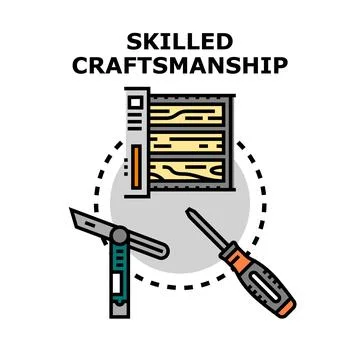 Skilled craftsmanship concept with carpentry tools for woodworking Stock Illustration