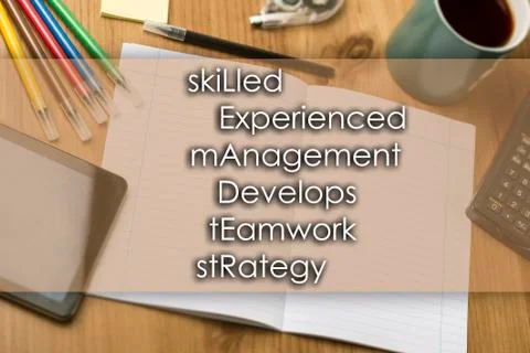 SkiLled Experienced mAnagement Develops tEamwork stRategy LEADER - business.. Stock Photos