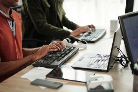 Skilled Focused Guys Coding Stock Photos