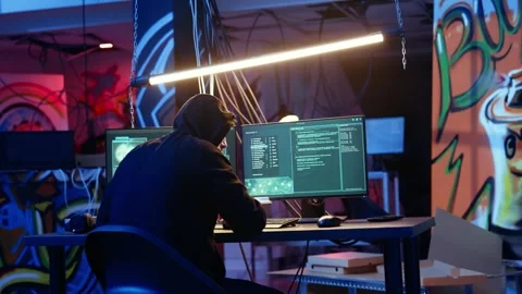 Skilled hacker deploying malware on unaware victims computers Stock Footage 319518159