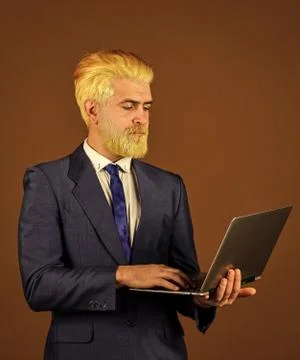 Skilled manager working. working with computer. living in digital world Stock Photos