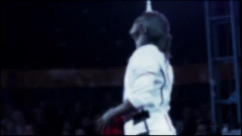 Skilled performer executes intricate juggling routine with props including Stock-Footage 340387669