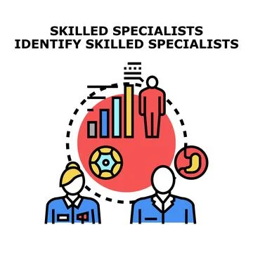 Skilled specialists identifying talent and evaluating expertise Stock Illustration