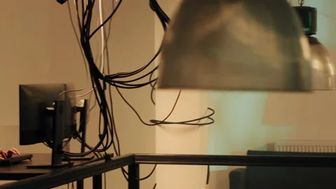 Skilled spy committing cybercrime on computer firewall Video stock 230192765