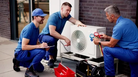 Skilled Technician Working on Commercial HVAC Maintenance Service Video stock 279218074