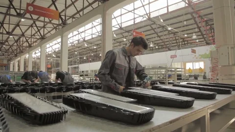 Skilled Worker Fixes with Drill Led Lamp Case Details Stock Footage 77686834