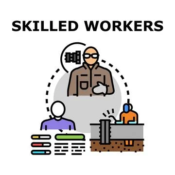 Skilled workers concept showing education and specialized labor Ilustração Stock