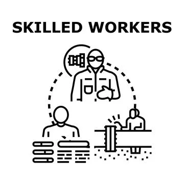 Skilled workers concept showing education and specialized labor Ilustração Stock