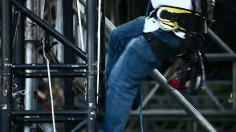 Skilled workers on stage concert Stock Footage 11022281