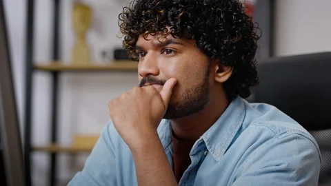 Skillful Hindus programmer searches solution of problem Stock Footage 239341289