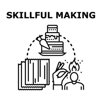 Skillful making process developing creativity and craftsmanship Stock Illustration