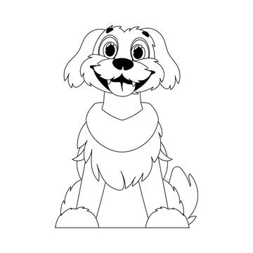 Skillfully puppy in a energize shape, pressing for children's coloring books. Stock Illustration