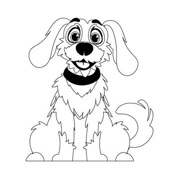 Skillfully puppy in a energize shape, pulverizing for children's coloring boo Stock Illustration