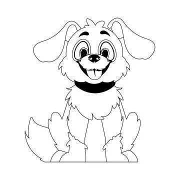 Skillfully puppy in a energize shape, pulverizing for children's coloring boo Stock Illustration