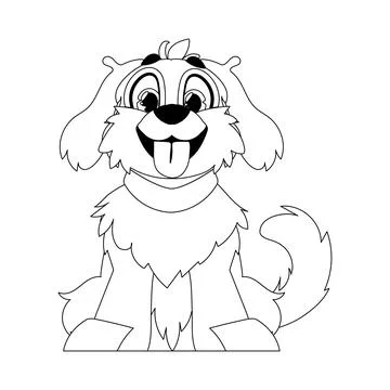 Skillfully puppy in a energize shape, pulverizing for children's coloring boo Stock Illustration