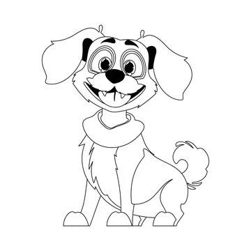 Skillfully puppy in a energize shape, pulverizing for children's coloring boo Stock Illustration