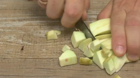 Skillfully Slicing Fresh Ingredients in the Kitchen for Delicious Meals and Видео 280604592