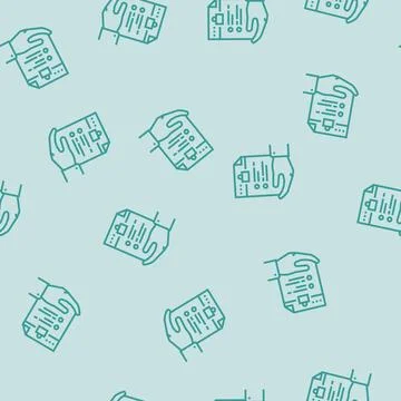 Skills abilities interview job line seamless pattern Stock Illustration