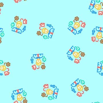 Skills abilities interview job vector seamless pattern Illustrazione stock