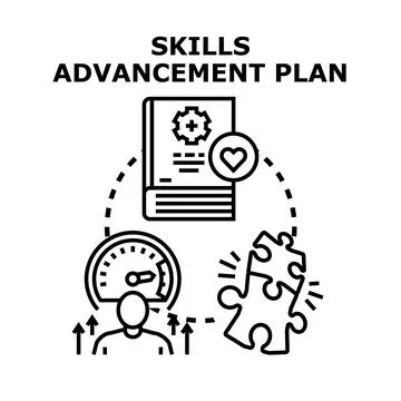 Skills advancement plan developing personal career growth Stock Illustration