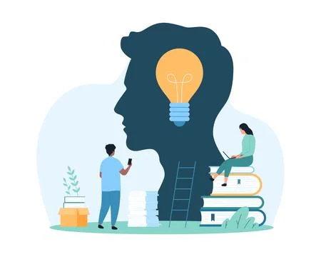 Skills and creative thinking development through knowledge and education of tiny 스톡 일러스트