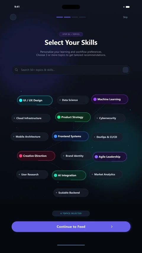 Skills app interface UI UX motion graphic dark darkmode digital design Stock Footage 347063127