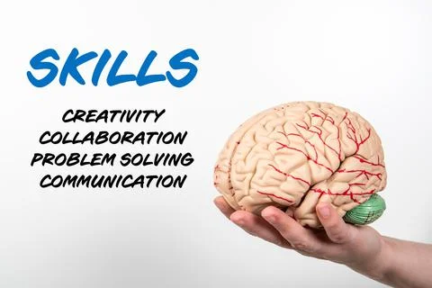 Skills. Creativity, Collaboration, Problem Solving and Communication concept Stock Photos