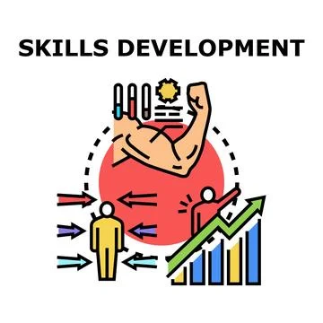 Skills development improving competence and professional growth Illustrazione stock