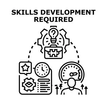 Skills development required for professional growth career success Illustrazione stock