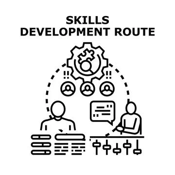 Skills development route planning personal career growth Stock Illustration
